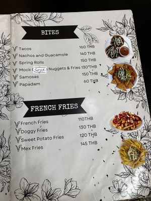 Menu  at Little Govinda's in Ao Nang