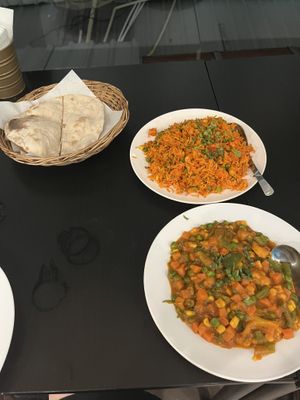Jalfrezi and biryani rice  at Little Govinda's in Ao Nang