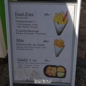menu sign at Vegetarian Snacks Food Truck in Copenhagen