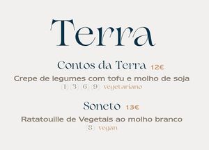 The vegan and vegetarian options on the menu. at Épico Restaurante in Oliveira De Azemeis