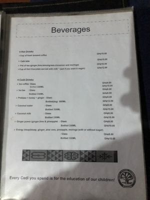 Drinks  at Baobab House in Cape Coast