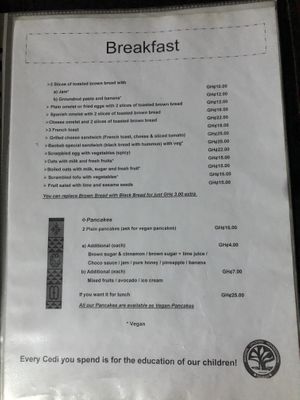 Breakfast   at Baobab House in Cape Coast