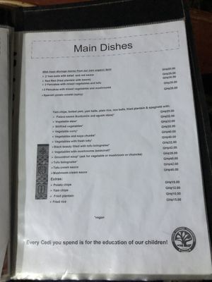 Mains  at Baobab House in Cape Coast