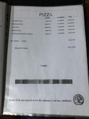 Pizza  at Baobab House in Cape Coast