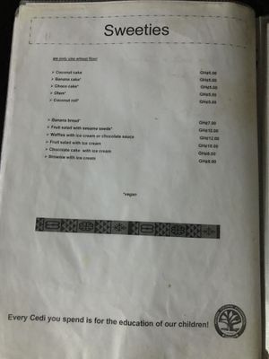 Desserts   at Baobab House in Cape Coast