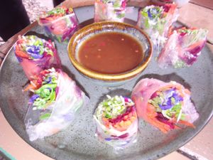 Vegan Spring Rolls at Imm Aim Vegetarian and Bike Cafe in Chiang Mai