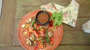 grilled veg salad  at Imm Aim Vegetarian and Bike Cafe in Chiang Mai