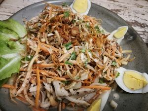 Banana flower salad at Imm Aim Vegetarian and Bike Cafe in Chiang Mai