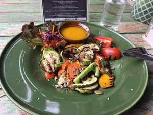 Dry grilled veggie salad. Not very good. at Imm Aim Vegetarian and Bike Cafe in Chiang Mai