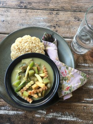 Green Curry - Way too watery! Disappointed unfortch at Imm Aim Vegetarian and Bike Cafe in Chiang Mai