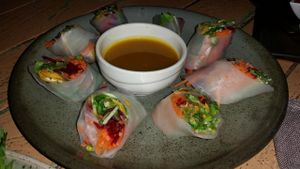 spring rolls at Imm Aim Vegetarian and Bike Cafe in Chiang Mai
