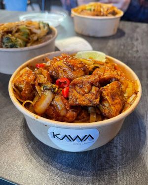 Tofu chow mein with black bean sauce and veggies at Kawa Asian Fusion in Belfast