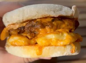 VEGAN PROTEINS MADE FROM SCRATCH: PICTURES SHOWS BLONDIES VEGAN ENGLISH MUFFIN at Blondies Vegan Proteins + Cafe Hawaii in Honolulu