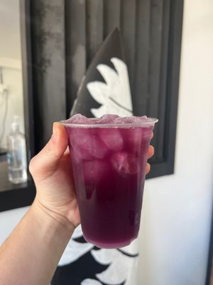 BLONDIES VEGAN LOCAL ROASTED COFFEES AND TEAS: PICUTRED IS BLONDIES VEGAN PURPLE PUNCH at Blondies Vegan Proteins + Cafe Hawaii in Honolulu