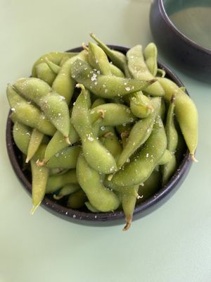 Edamame (with salt, also had some without)  at byvu in Munich