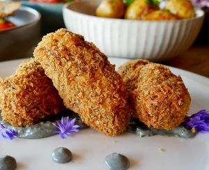 Cauliflower cheese croquettes   at Otto Champagneria & Beer Hall in Wellington