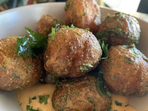 Roasted potatoes   at Otto Champagneria & Beer Hall in Wellington