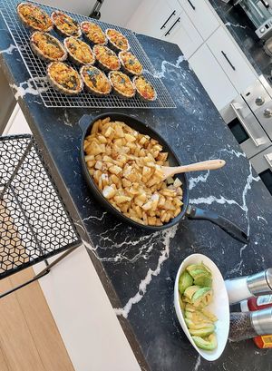 Mini quiches for breakfast at Woodstock Farm Sanctuary in High Falls