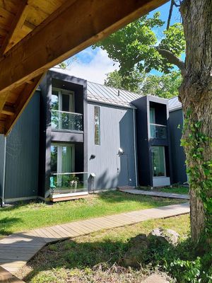 Back of Gray Barn at Woodstock Farm Sanctuary in High Falls