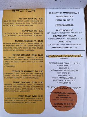 Menu  at Samsara in Barcelona