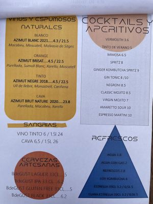 Menu  at Samsara in Barcelona