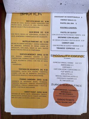 Menu  at Samsara in Barcelona