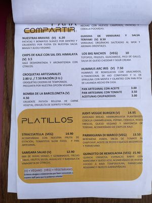 Menu  at Samsara in Barcelona