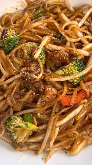 Ginger Noodle Stirfry   at Janelle's Vegan Kitchen in Amherst