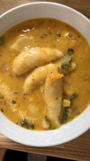 Veggie Dumpling Soup  at Janelle's Vegan Kitchen in Amherst