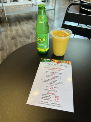 Mango/pineapple/banana smoothie  at Janelle's Vegan Kitchen in Amherst