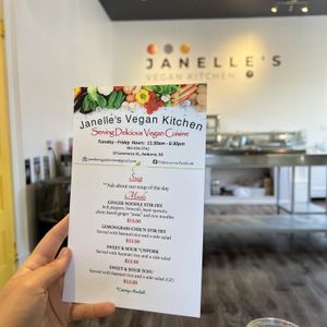 Other side of menu  at Janelle's Vegan Kitchen in Amherst
