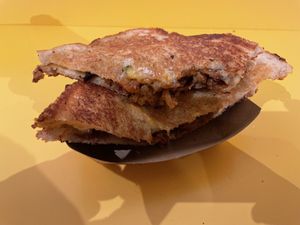 Toasted violife cheddar cheese, potato hash & mustard mayo sandwich, all vegan.   at Griolladh in Dublin