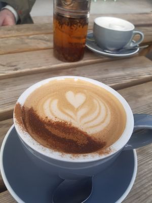 Vegan Dirty Chai with oat milk (ask for with alternative milks) at The Steamhouse in Redditch