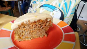 Vegan carrot cake at Toucan Cafe in Minehead