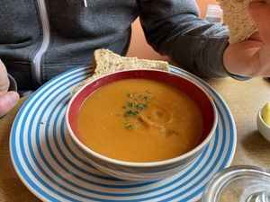 Sweet potato and ginger soup at Toucan Cafe in Minehead
