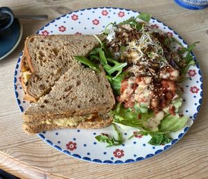 Vegan falafel, humous and sweet chillie sandwich   at Toucan Cafe in Minehead