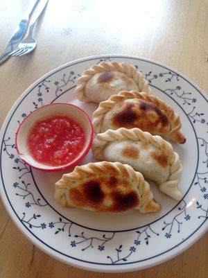 Empanadas salteñas con ají at Cardamomo in Salta