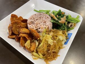 Rice with 3 options, 40 baht  at BKK - Veg Stall Food Court - T21 in Bangkok