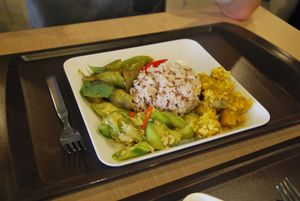 veggies and rice  at BKK - Veg Stall Food Court - T21 in Bangkok