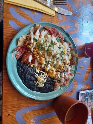 Chilaquiles con "huevo" at Alebrijes in Wiesbaden
