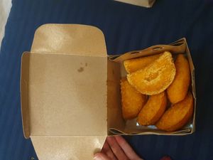 Mini empanadas (delicious) at Cero Pollito - Javeriana in Bogota