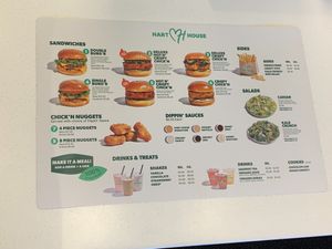 Paper menu inside restaurant

 at Hart House in Monrovia