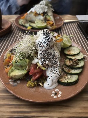 Burrito for dinner   at La Luna Desayuna in San Cristobal De Las Casas