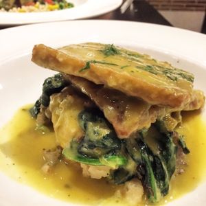 The seitan picatta! With the mashed potatoes it was melt-in-your-mouth delicious!  at Candle Cafe West in New York City