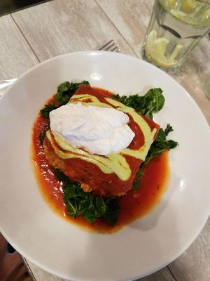 Sweet potato lasagna-- Their non-dairy cheese was delicious! I was so impressed! at Candle Cafe West in New York City
