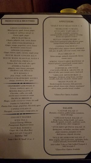 Menu1 June 2018 at Candle Cafe West in New York City