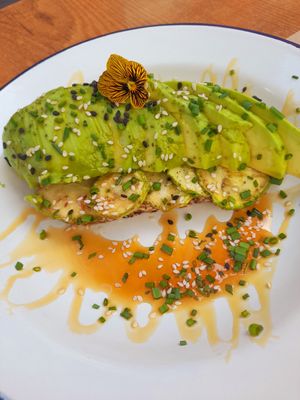 Avocado and zucchini toast (with honey) 👌🏾 at Bom Bao Gastro Bar in Gran Canaria