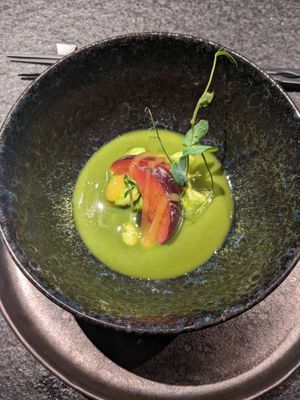 Matcha & Erbsen (first dish) - 4.5/5 at Oukan Dining in Berlin