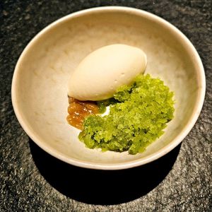 Sake Kasu and spruce at Oukan Dining in Berlin