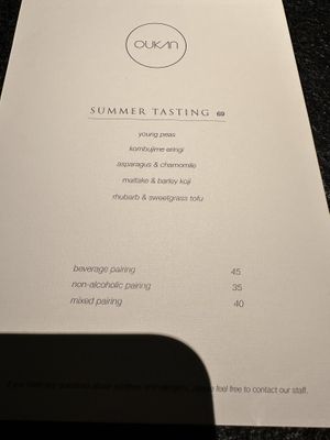 Summer tasting menu July 2024  at Oukan Dining in Berlin
